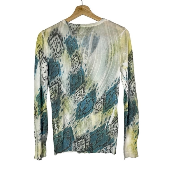 Boutique Cut Cute Y2K Blue & Green Printed Button Down Cardigan Sweater S - Picture 2 of 6